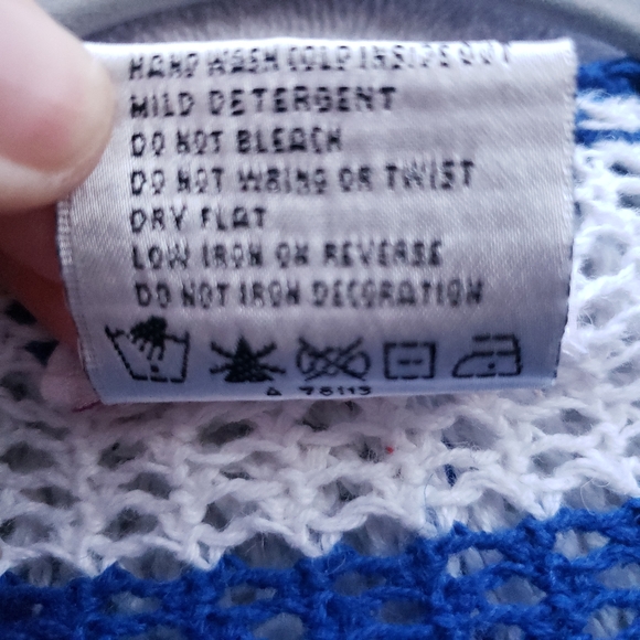 Quacker Factory Striped Crochet Zippered Cotton Blend Hooded Jacket Size Large - Picture 12 of 16